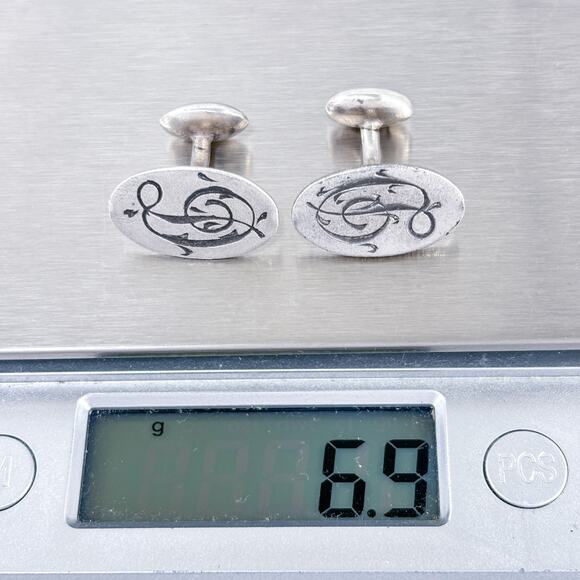 Vintage Sterling Silver 925 D Monogram Cuff Links - Picture 6 of 6